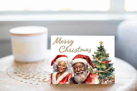 Black Santa & Mrs.Claus Merry Christmas Card