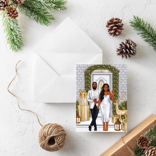 Black Couple - Christmas Greeting Card